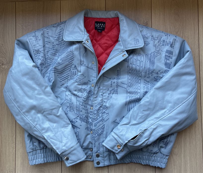 Бомбър кожено яке Boohoo MAN