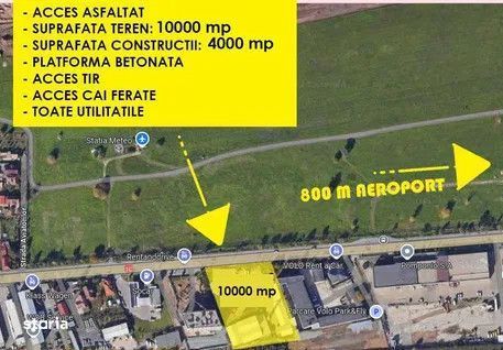 Teren intravilan 10000m2 Cluj-Napoca, langa aeroport, Acces asfalt/CFR