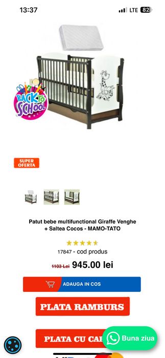 Patut bebe multifunctional+saltea cocos