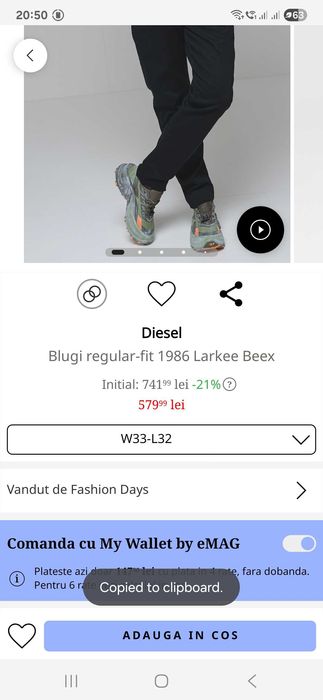Vand blugi Diesel Larkee Beex marimea 33 cu 32 lungime