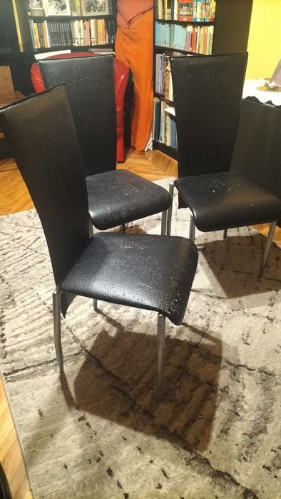 Set 3 scaune cu spatar husa neagra