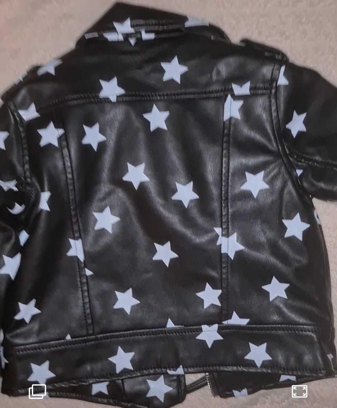 Jacheta noua fata de motociclist H&M neagra cu stele 2/3 ani