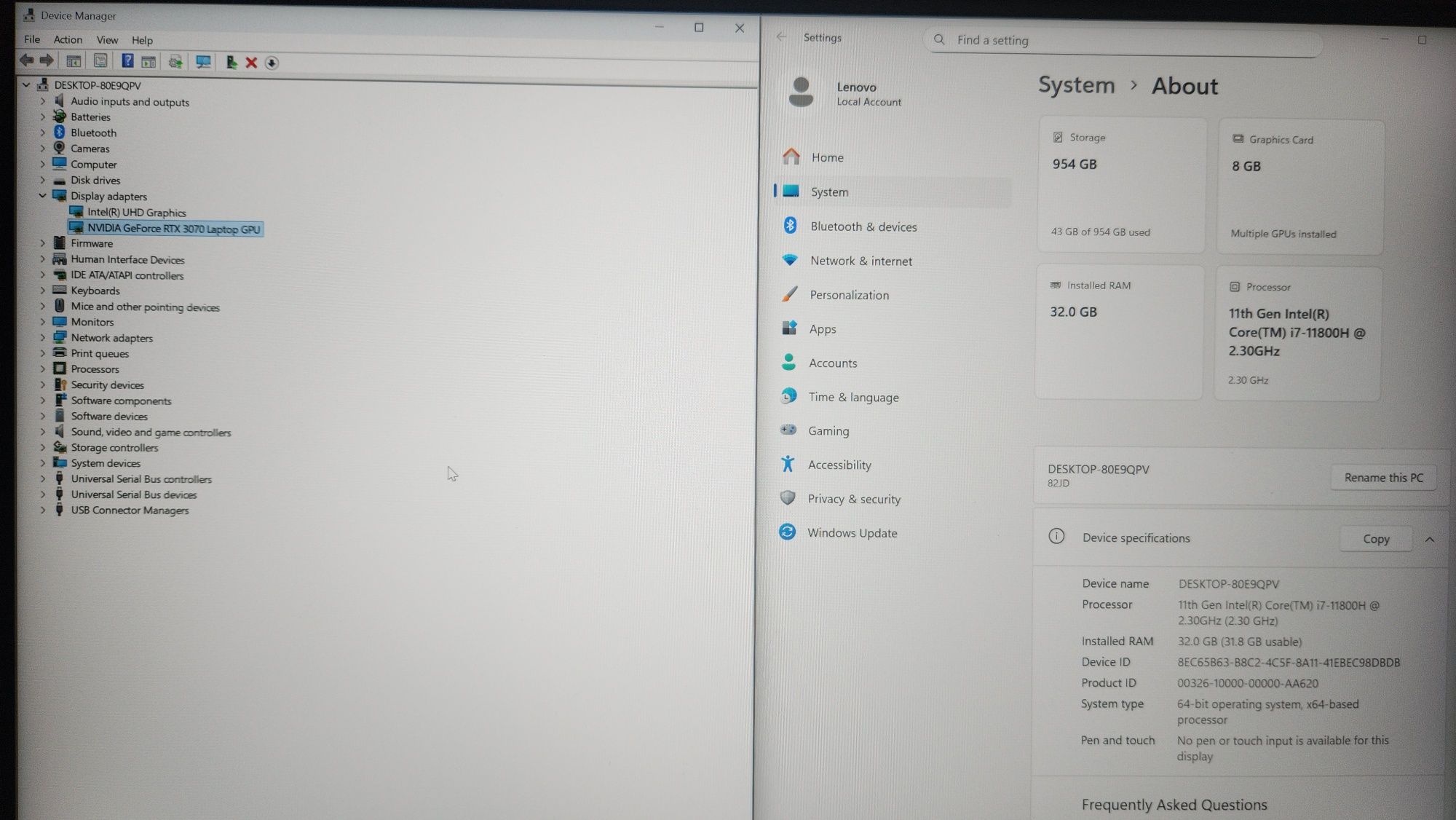 Гаранция! Lenovo Legion 5 Pro i7 RTX 3070