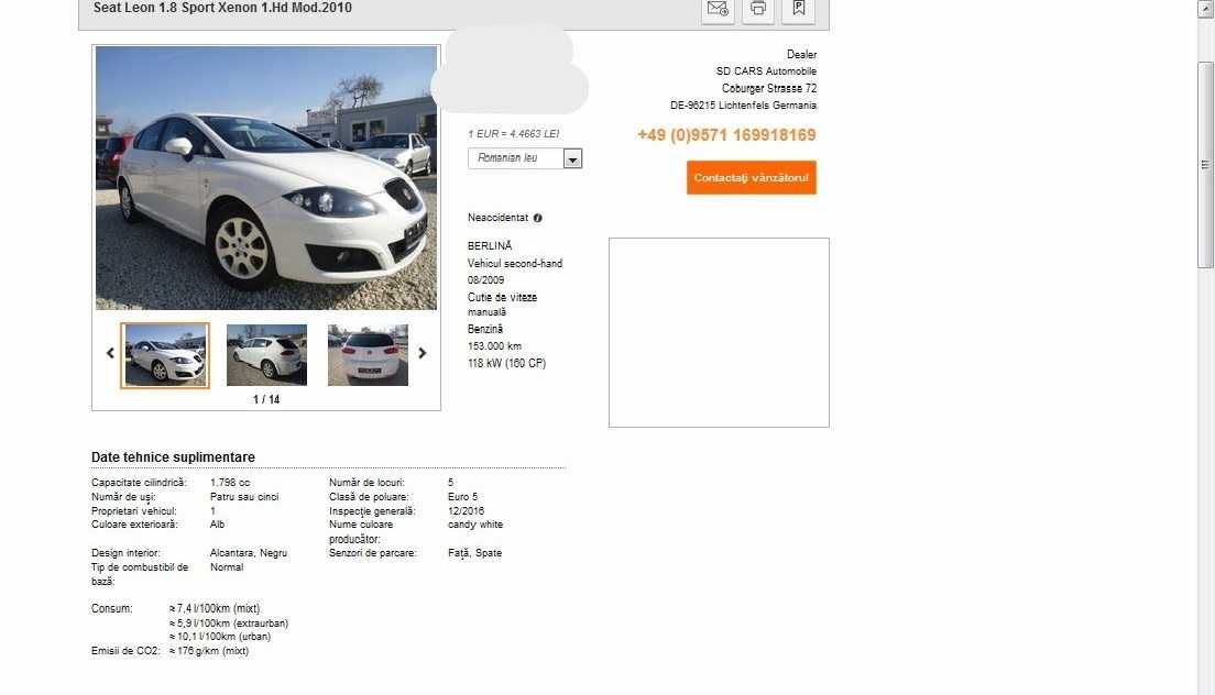 Vand Seat Leon Facelift Hatchback -1.8-TSI-160cp 4000 euro