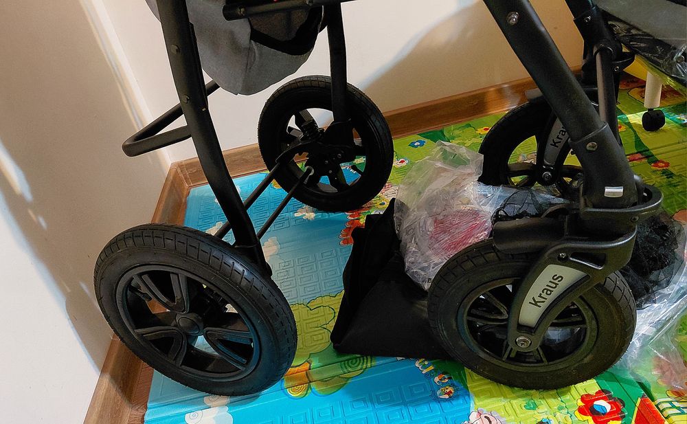 Carucior Krausman 3 in 1, Gri, bonus: cântar baby