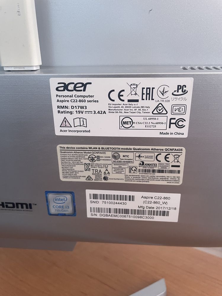 Моноблок Aser Aspire C22-860 series