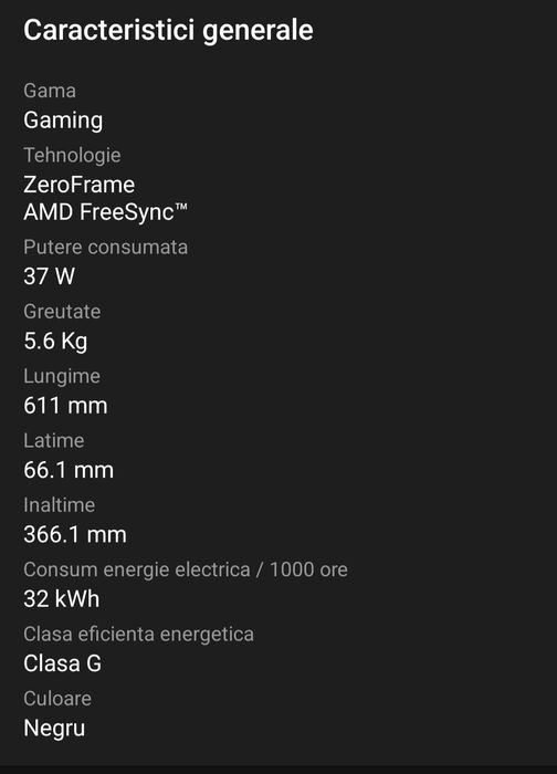 Vând monitor Acer Nitro 27" VG270