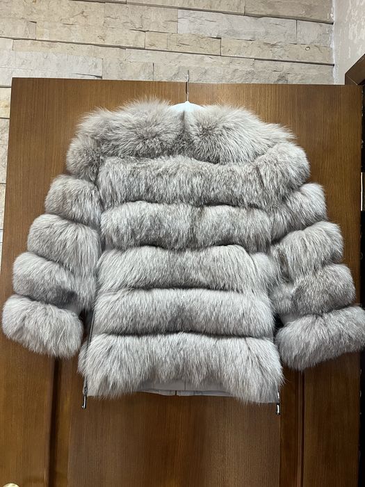 Луксозно палто от естествен косъм – размер S | Подвижни ръкави с цип