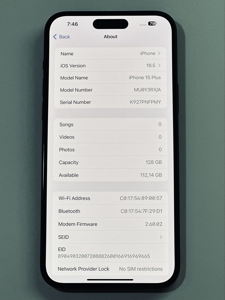 iPhone 15 Plus Black 90% battery