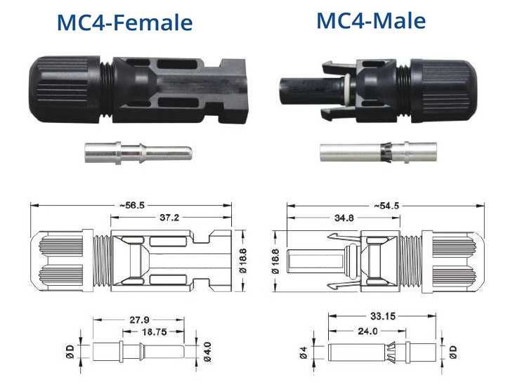 Солнечные коннекторы МС4 solar connectors