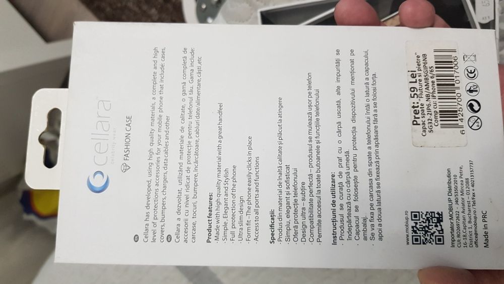 Husa Cellara capac iphone 6/6s grey fluture si pietre