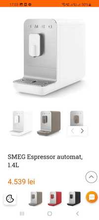 SMEG Espressor automat ,BCC01WHMEU, 19 bar, 1,4 l, alb