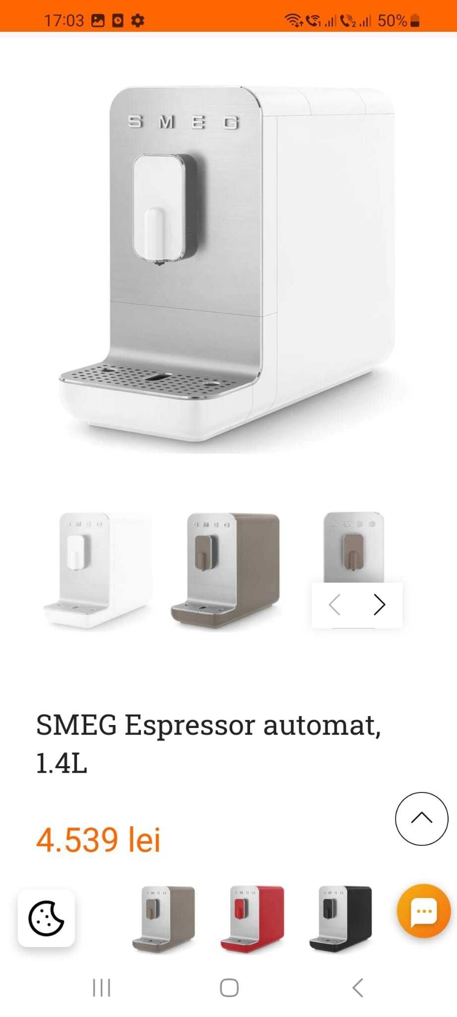 SMEG Espressor automat ,BCC01WHMEU, 19 bar, 1,4 l, alb