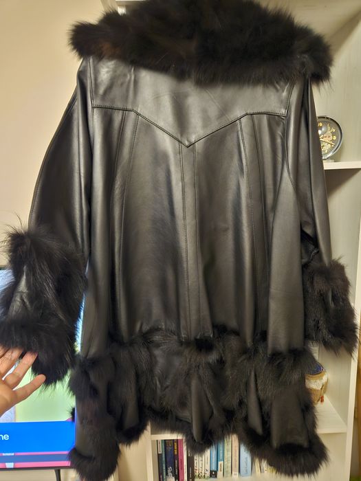 Haina de piele cu blana