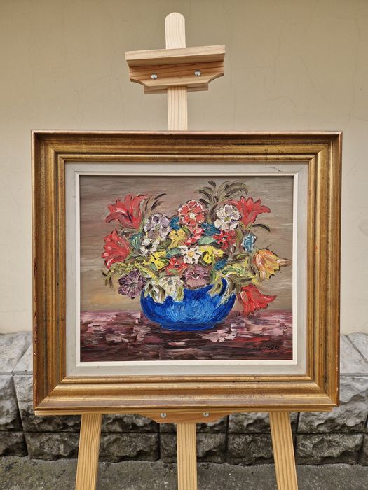 Страхотна антикварна авторска картина масло върху платно