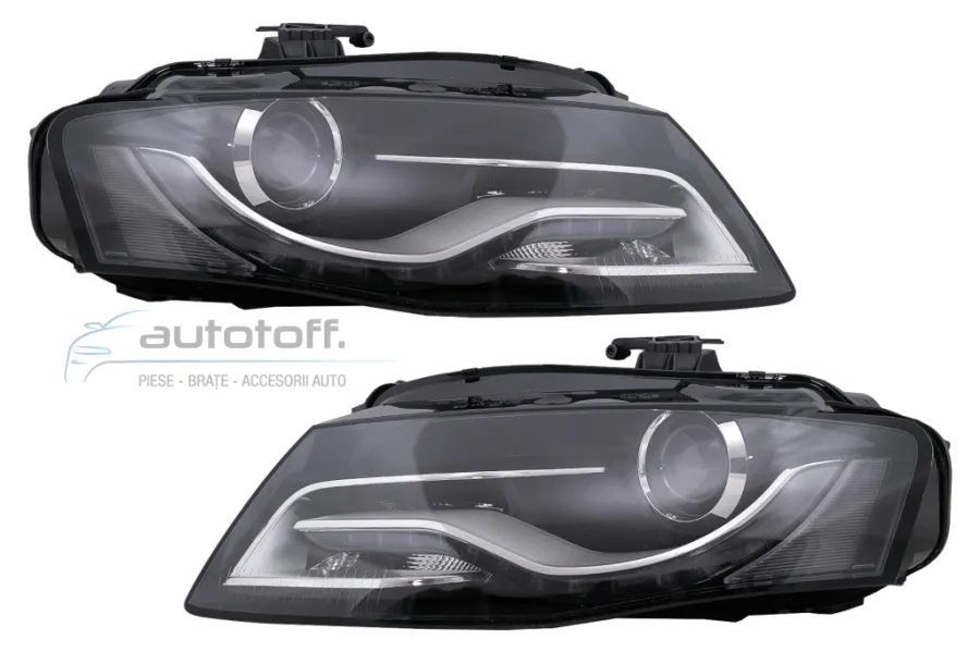 Faruri LED cu lumini de zi integrate (DRL) compatibile cu Audi A4 B8 8K (2009-2011) Negre