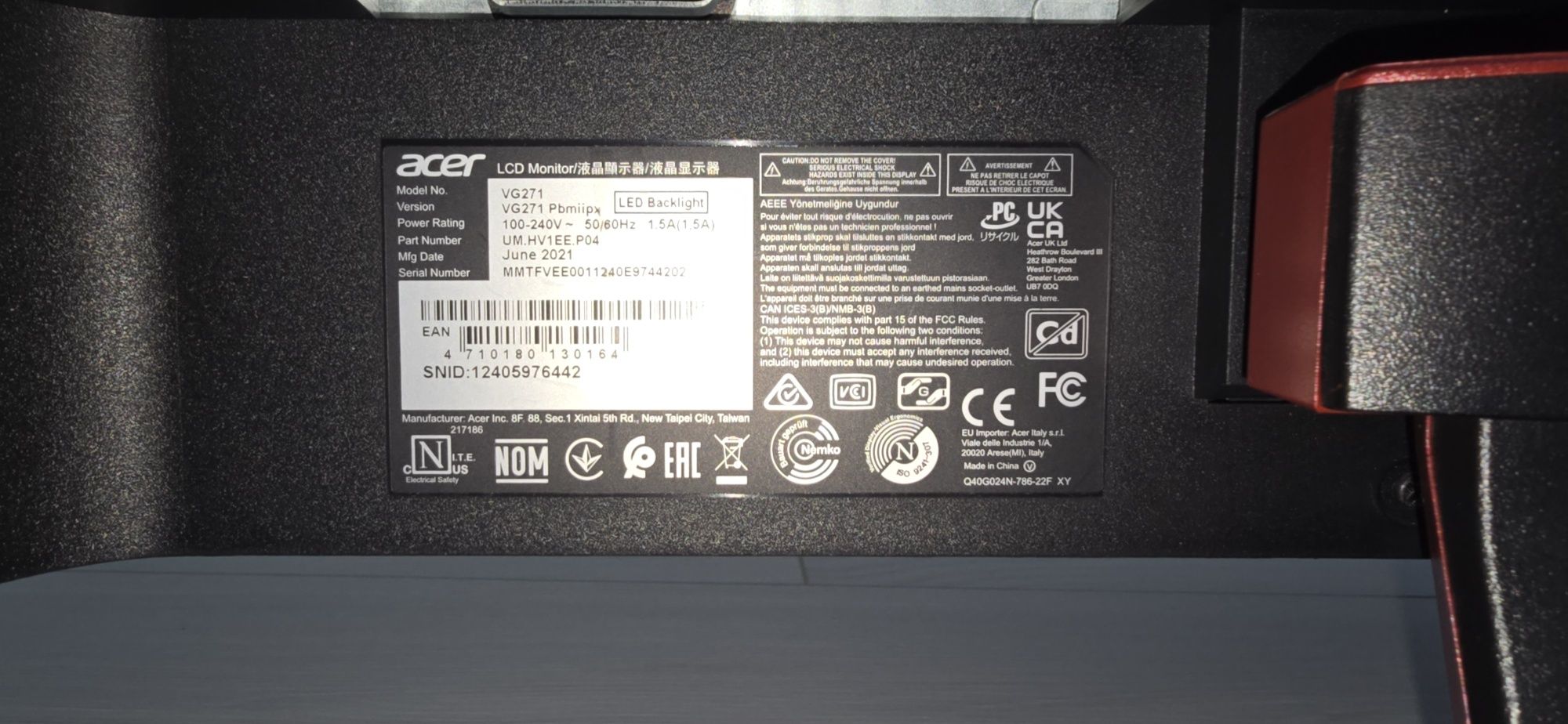 Монитор Acer VG271