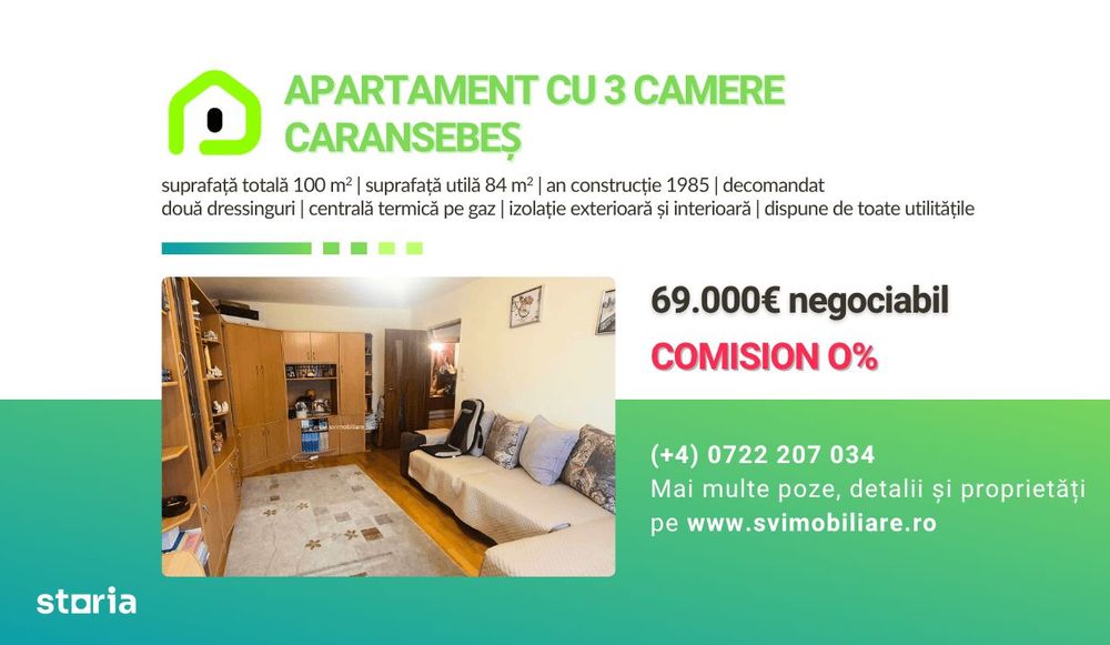 Comision 0 - Apartament 3 camere in Pipirig str.Antoniu Secvens