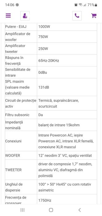 Vând boxe Verse insider 12 si sub15 mkII( ca fbt, dynacord, rcf)