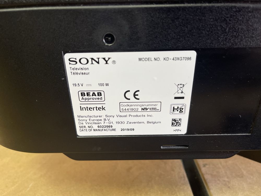 Телевизор SONY 4K LED 43“ Smart | Wi-Fi - KD-43XG7096