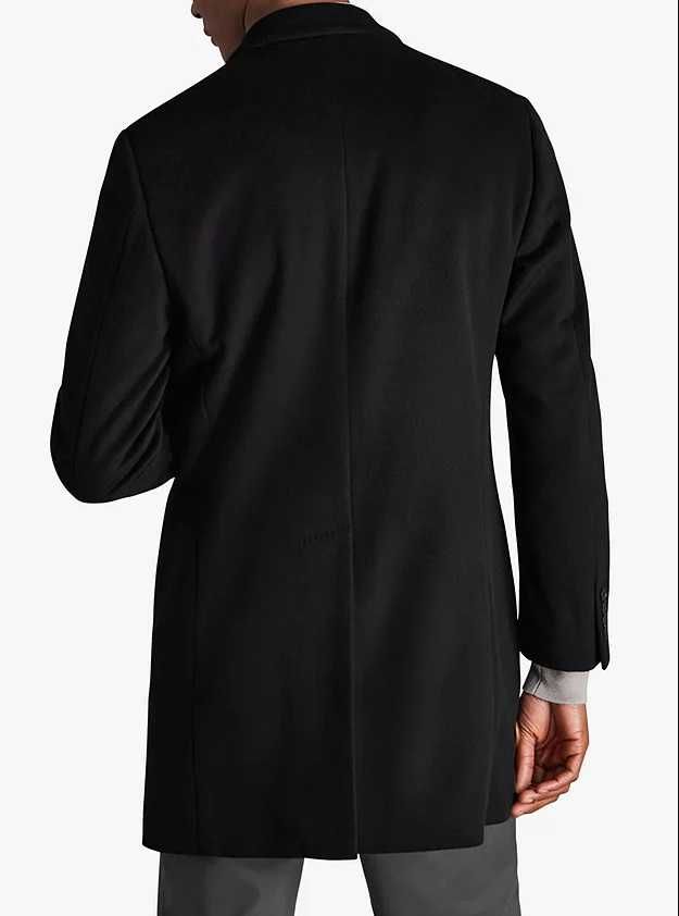 Palton slim 52 XL business elegant Rene Lezard Paris lana moale negru