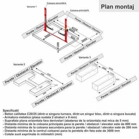 Elevator cu 2 coloane 4T blocaj automat 380V, ST8129-380V