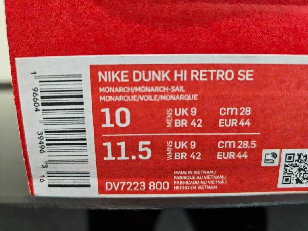 Nou! Nike Dunk High Retro SE 'MONARCH - Marime 44