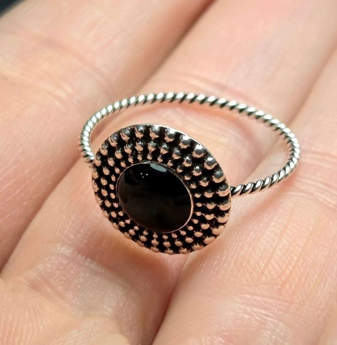 Inel din argint cu piatră naturală onix