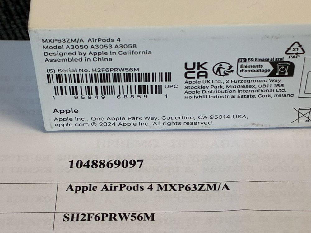 ЗАПЕЧАТАН Apple AirPods 4 A1 Гаранция 2027 White