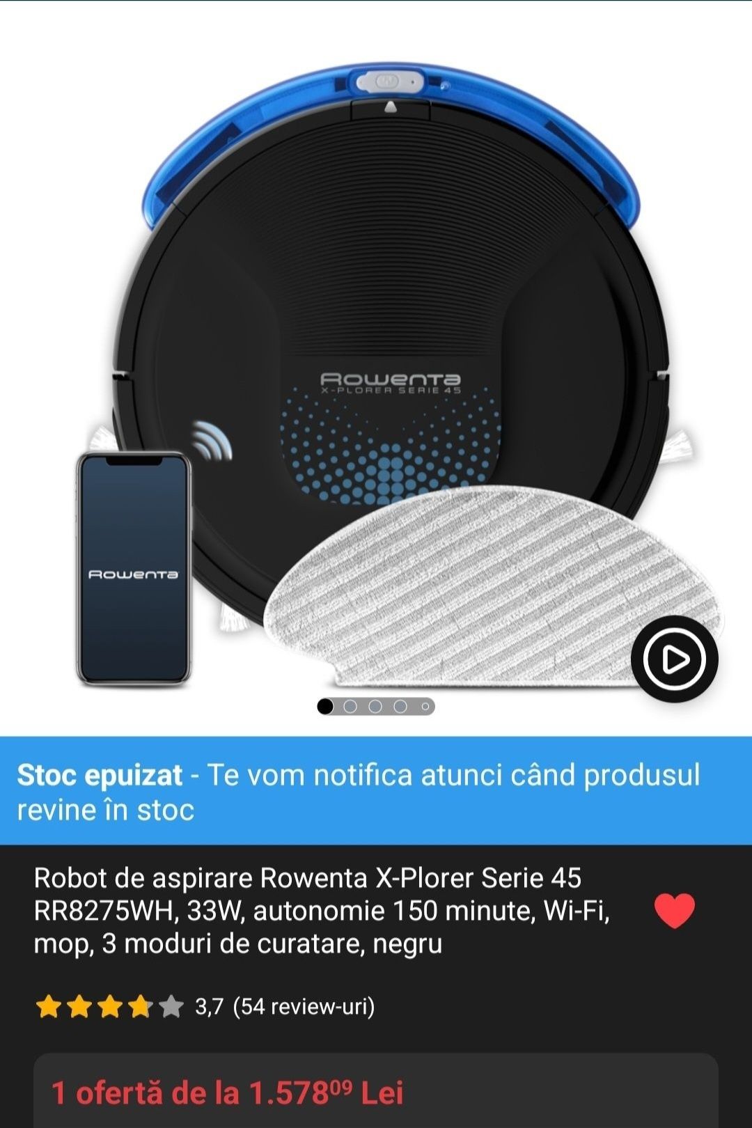 Robot de aspirare Rowenta NOU aspirator Rowenta 70% REDUCERE