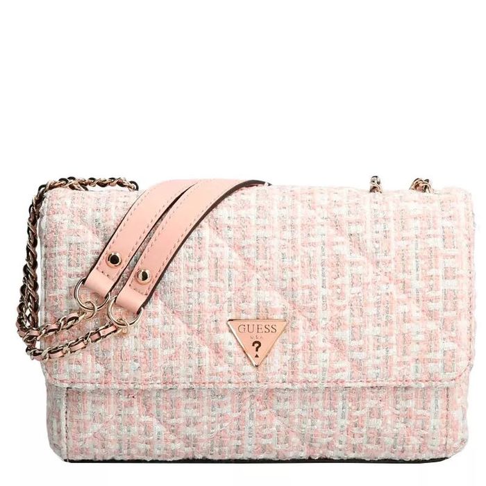 Чанта Guess Cessily Tweed Pink