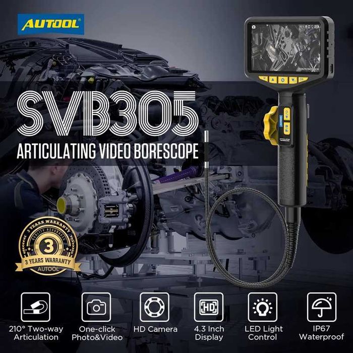 Видеоскоп Autool SVB305 с чупеща се глава на 210°,2 посоки,6 LED диода