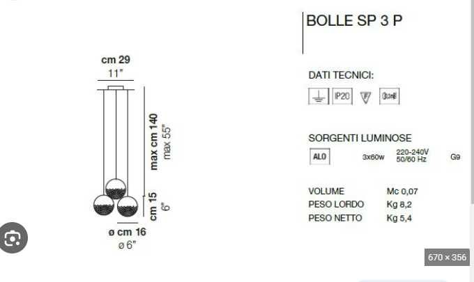 Lustra (aplica de tavan) Vistosi Bolle SP 3 P