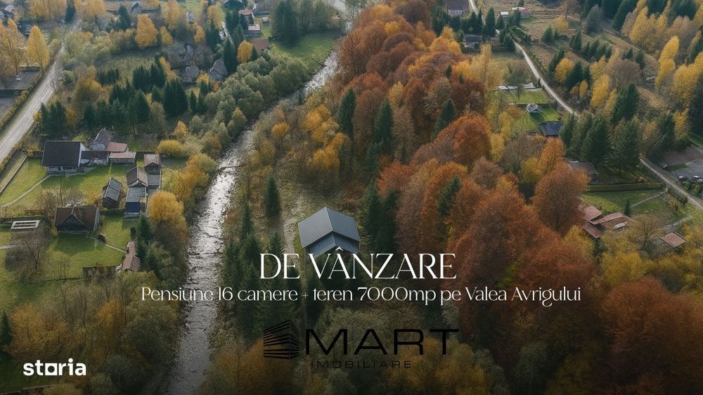 Pensiune 16 camere, teren 7000mp, Valea Avrigului