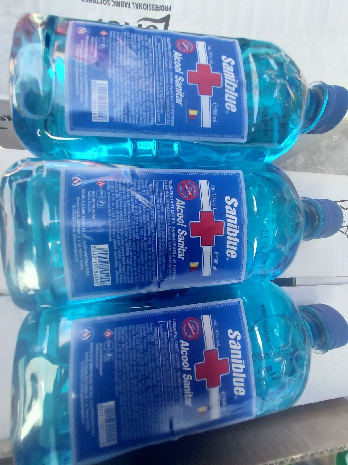 6 buc. Saniblue Alcool Sanitar 70% 500 ml pentru uz externNu lăsați c