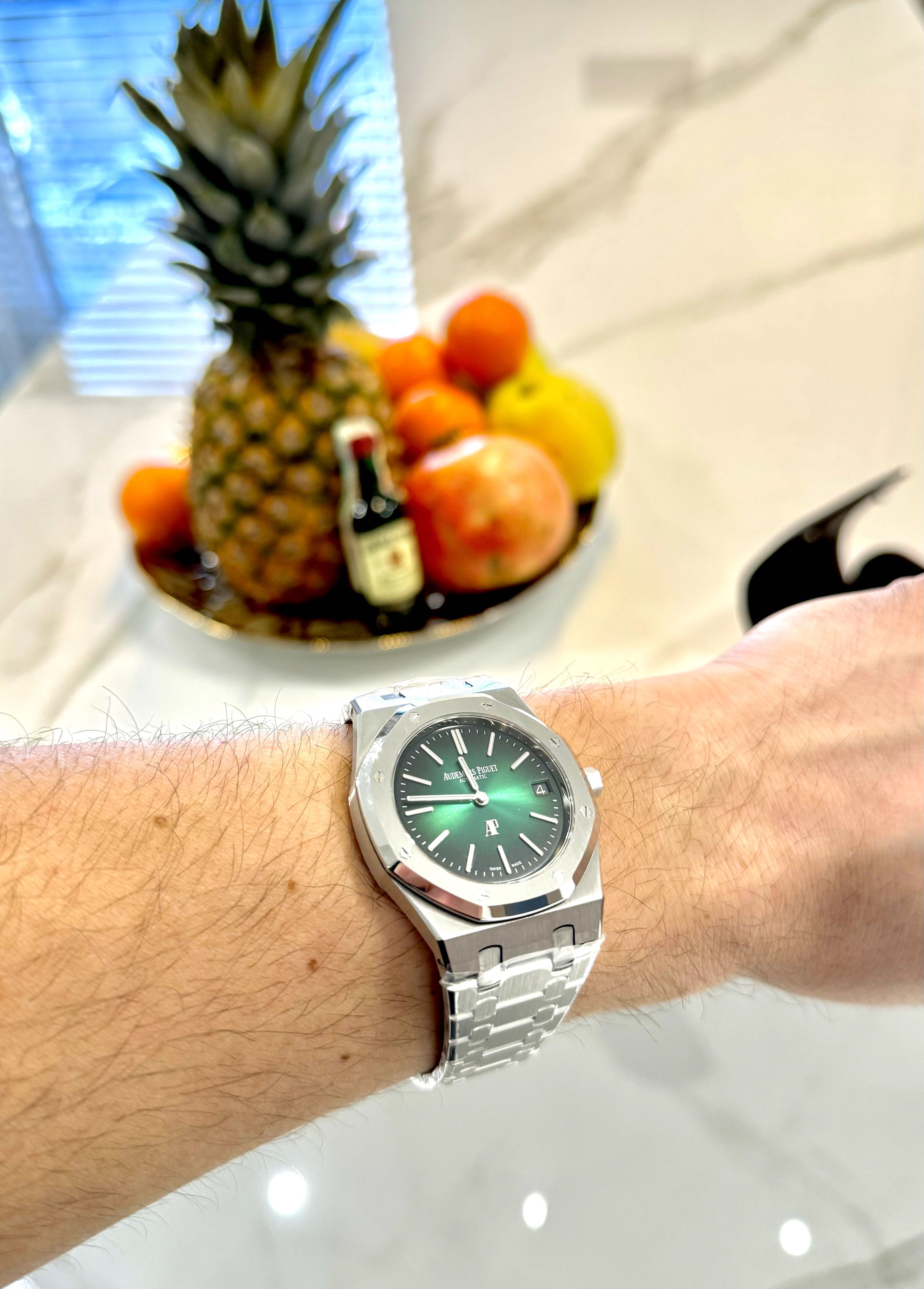 Ceasuri barbati AP royal oak extra thin silver-green