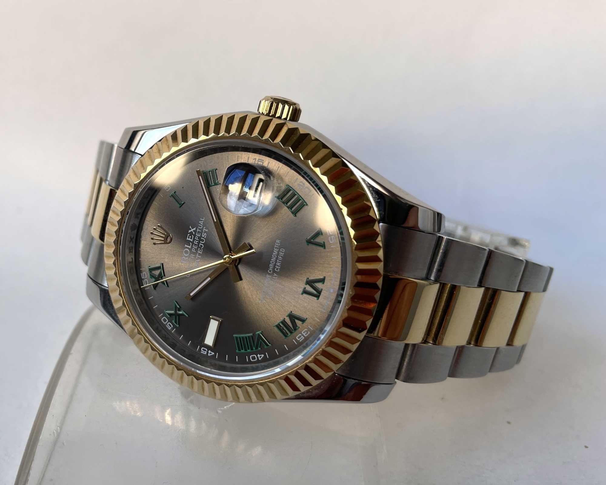 Rolex Datejust 41 Dual Tone Grey Dial Green Roman Numerals! Poze reale