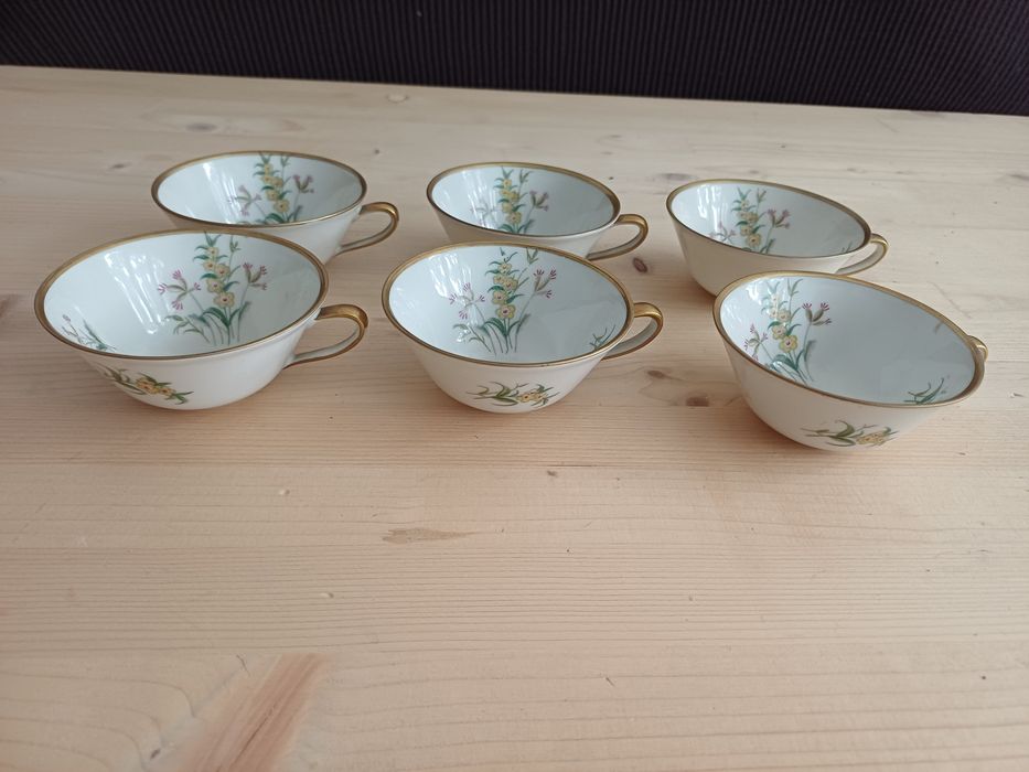 Set 6 cescute si farfurioare portelan Weimar, servire cafea, vintage
