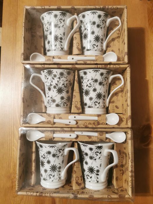 Set 6 căni ceramică cu linguriță NOU