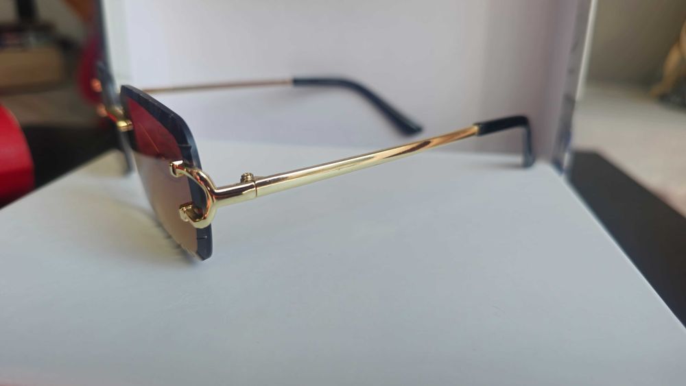 Ochelari de soare Cartier rimless Diamond Cut Lentile Maro
