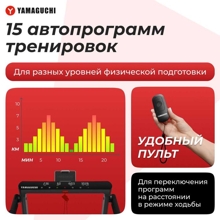 Беговая дорожка
Yamaguchi Home RACE
Лёгкая. Компактная. Динамичная.