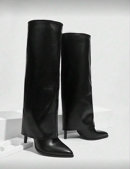 Кожени боти с тънък ток