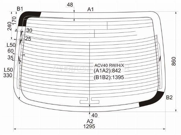 Стекло заднее с обогревом TOYOTA CAMRY 06-11 Toyota Camry