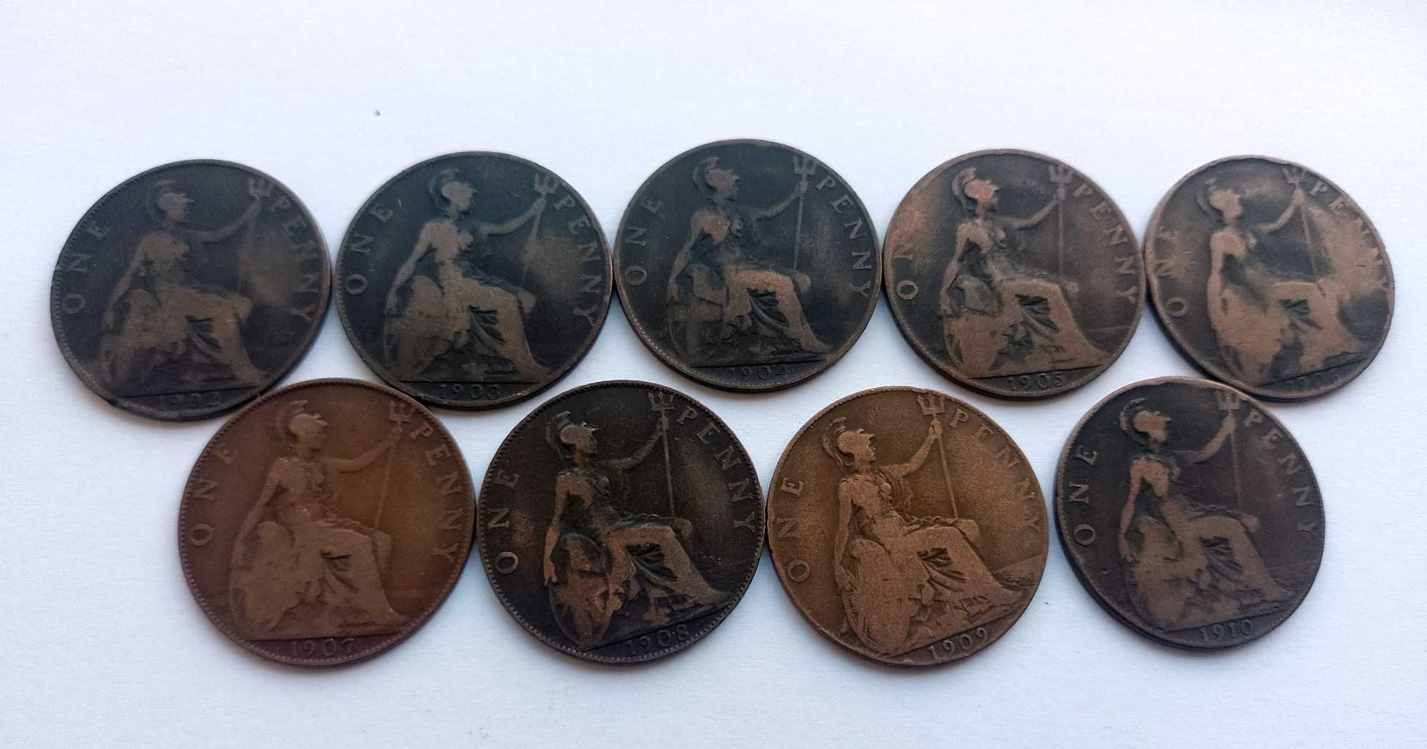 Lot 9 Monede 1 penny Anglia- consecutive 1902-1910