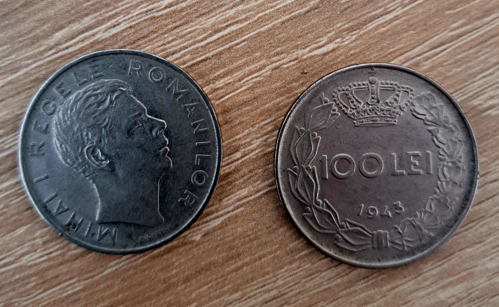 2 monede 100 lei an 1943,regele mihai