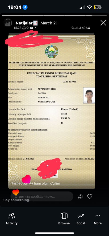 Kimyo fanidan repetitor online