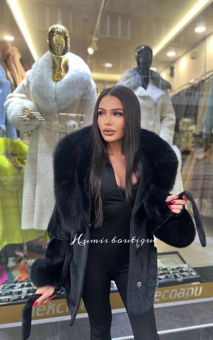 Дамско палто естествен косъм