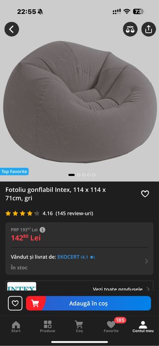 Vand fotoliu gonflabil Intex