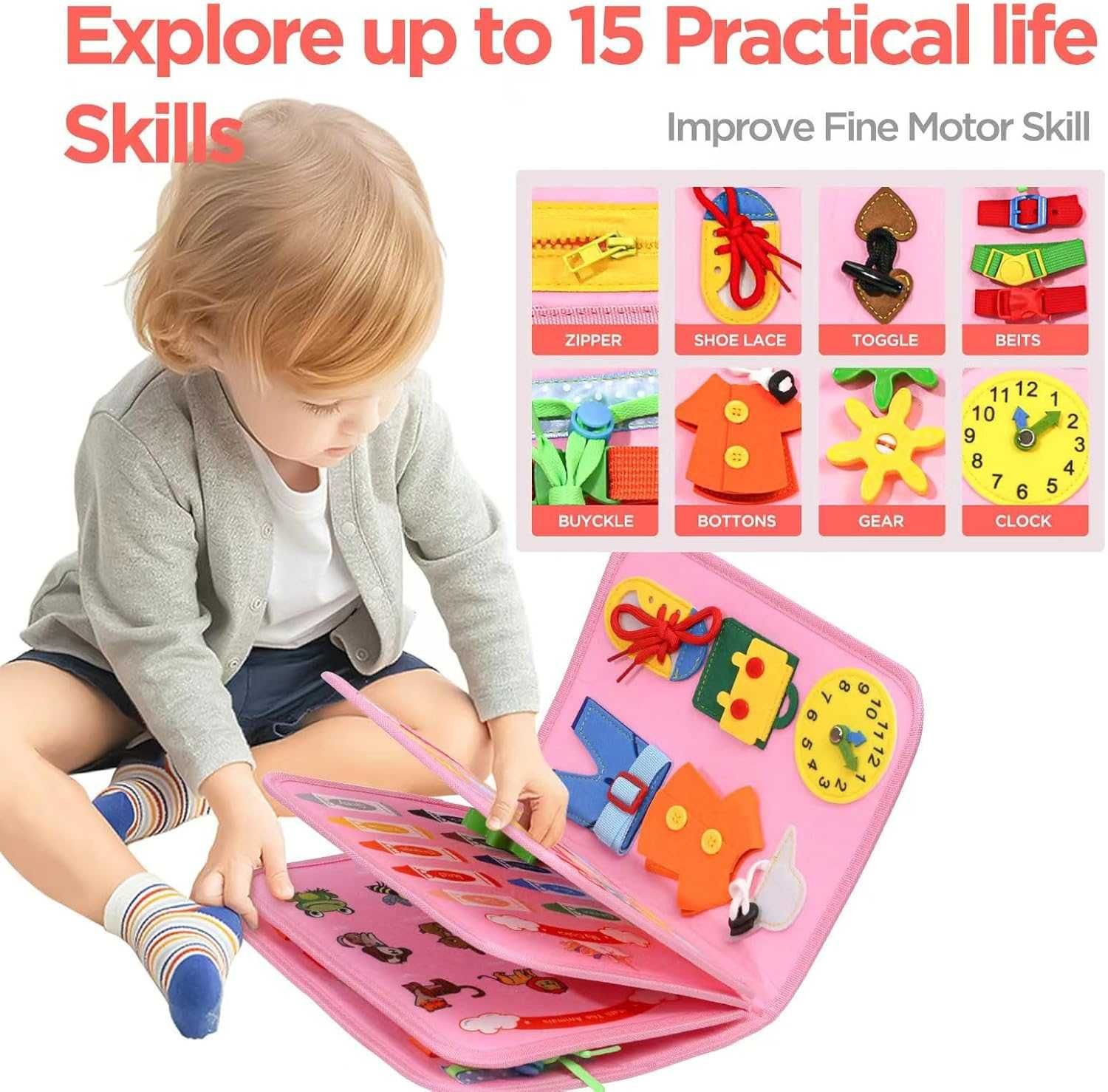 EVERGD Busy Board Montessori Универсална 7 в 1 образователна дъска