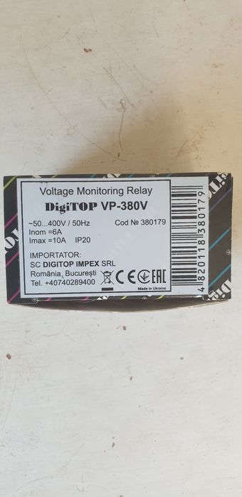 Releu protectie tensiune trifazat DigiTop VP-380V, 6-10A